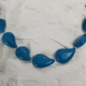 Blue Teardrop Bead Statement Necklace - 20" Women Jewelry